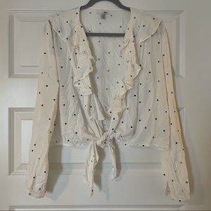 SOCIETY AMUSE Polka Dot Long Sleeve Blouse